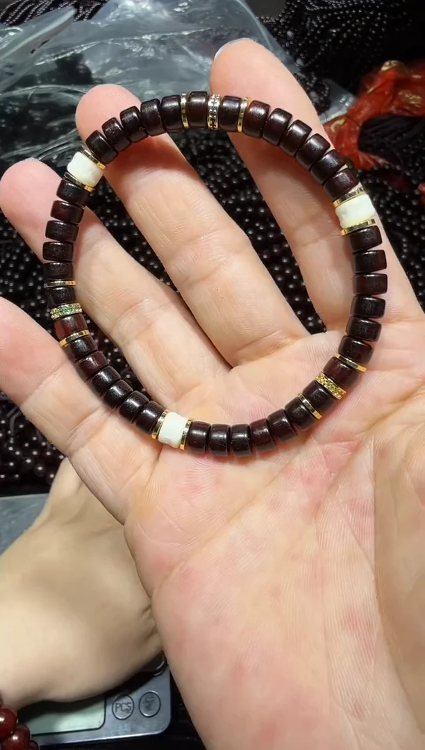 檀香紫檀（小叶紫檀）手串/手链药片珠4x7mm单圈手串