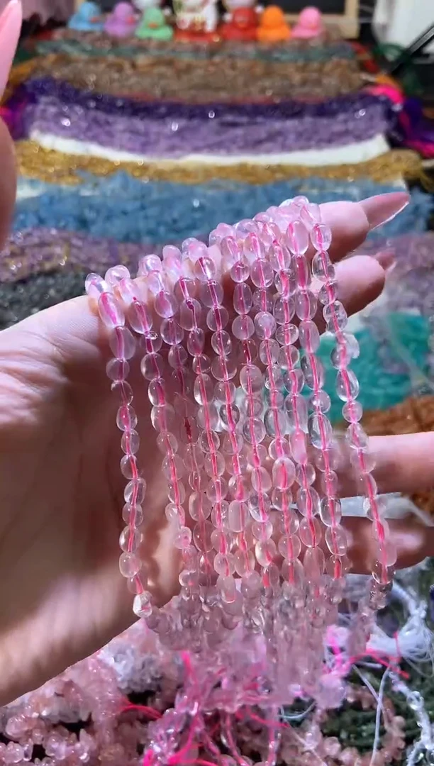 水晶珠宝半成品未镶嵌随形粉水晶