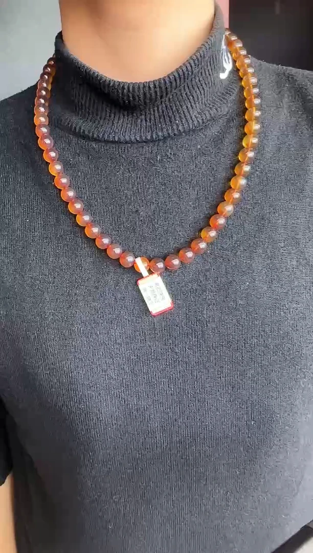 琥珀颈饰未镶嵌重***推#14缅甸琥珀紫罗兰妈妈链9mm