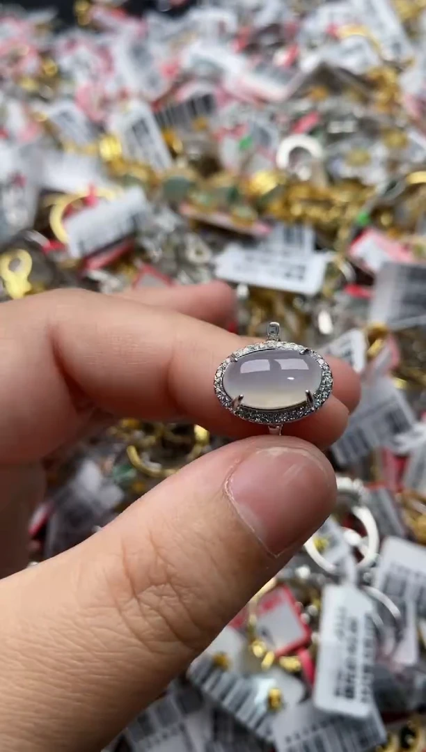 【闪购商品】翡翠戒指银S925镶嵌7777---5