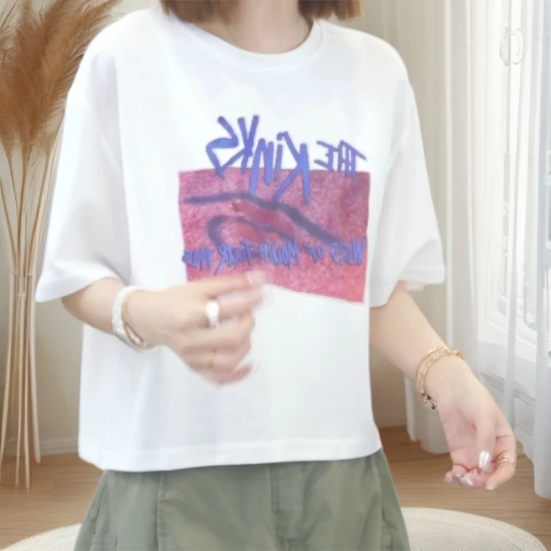 【行为艺术】2025夏季新款时尚休闲气质T恤上衣宽松圆领显瘦