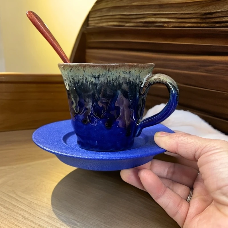 景德镇复古创意陶瓷咖啡杯高档下午茶专用拉花拿铁杯碟