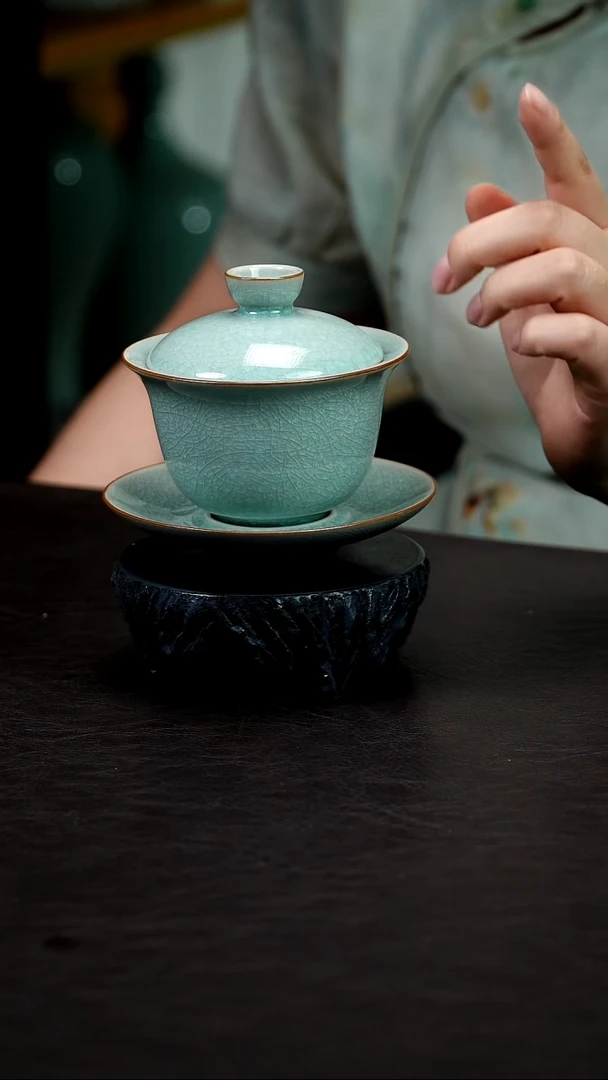 冰花三才元宝盖碗送冰花淑女杯珑匠