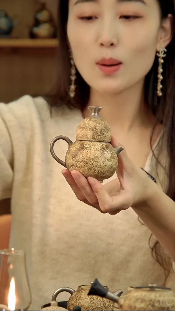 言野手作 粉引仿古葫芦壶套装