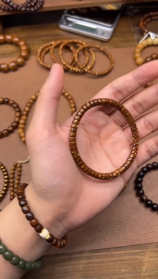 紫金鼠手串咖皮薯片3*6 火焰纹