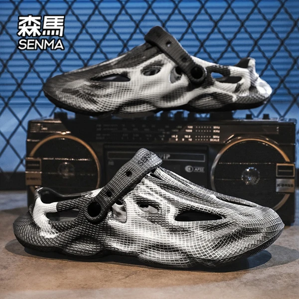 森马洞洞鞋男款夏季新款防滑厚底开车两用青少年凉拖鞋休闲沙滩鞋