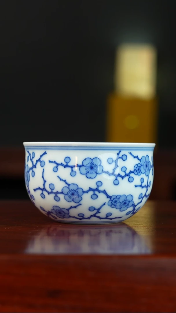 祖传窑真柴窑传承400年冰梅卧足杯