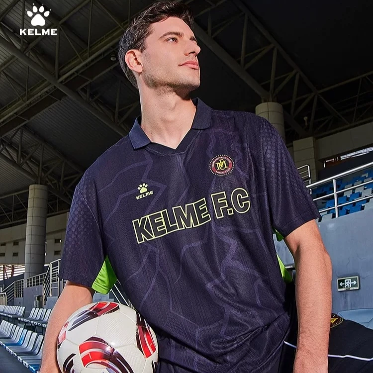 KELME卡尔美夏季短袖字母男上衣POLO衫队服透气速干印花