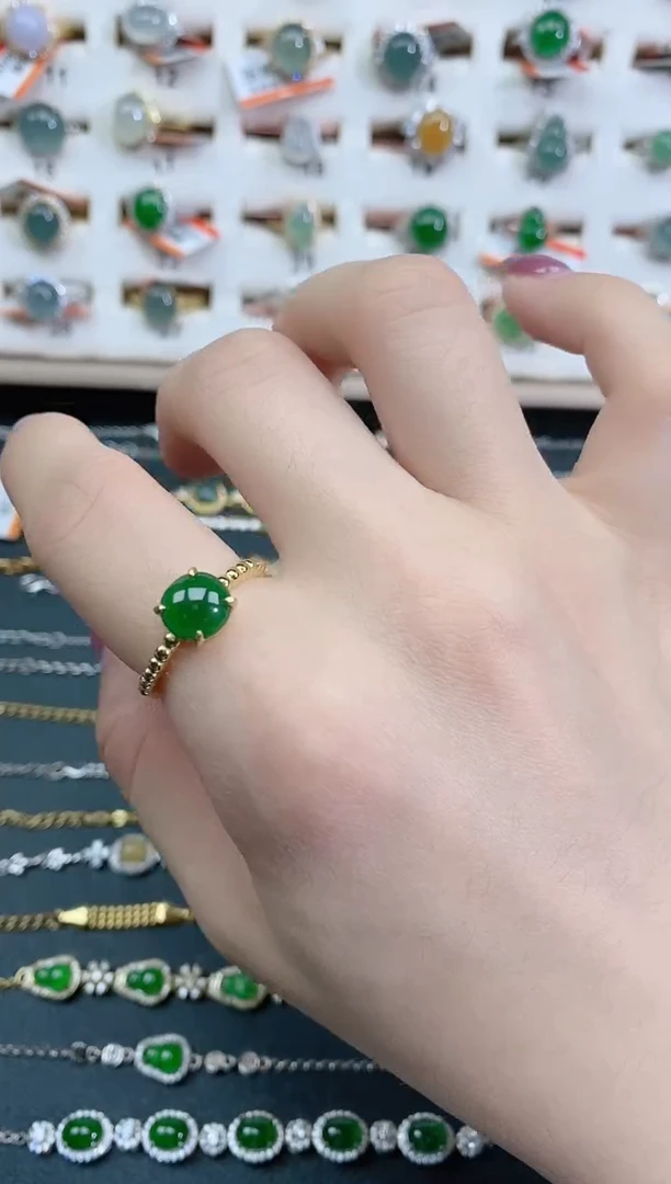 银S925镶嵌戒指翡翠天然翡翠