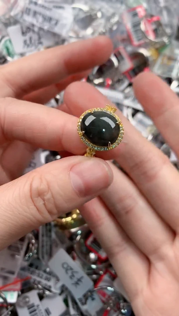 银S925镶嵌戒指翡翠333----10