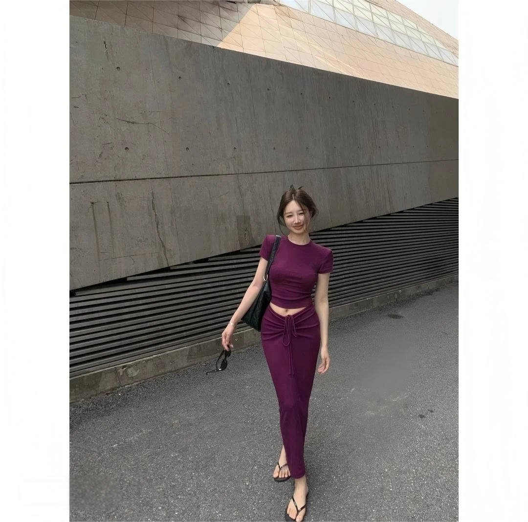 M120辣妹风夏季小众休闲风修身性感风紧身辣妹高腰时尚气质套装