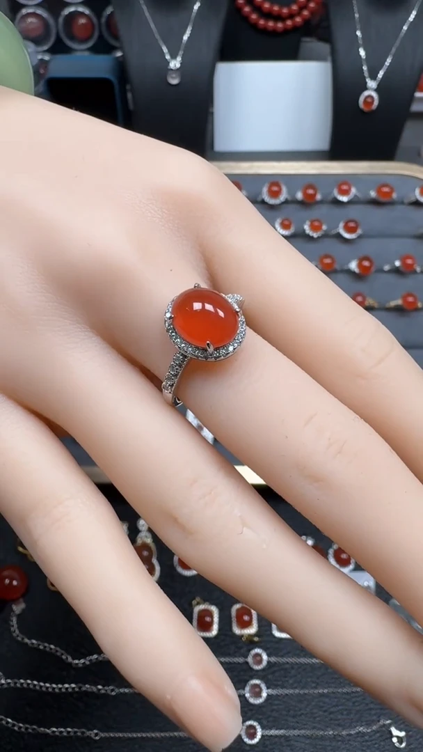 银S925镶嵌南红玛瑙戒指【精美款】