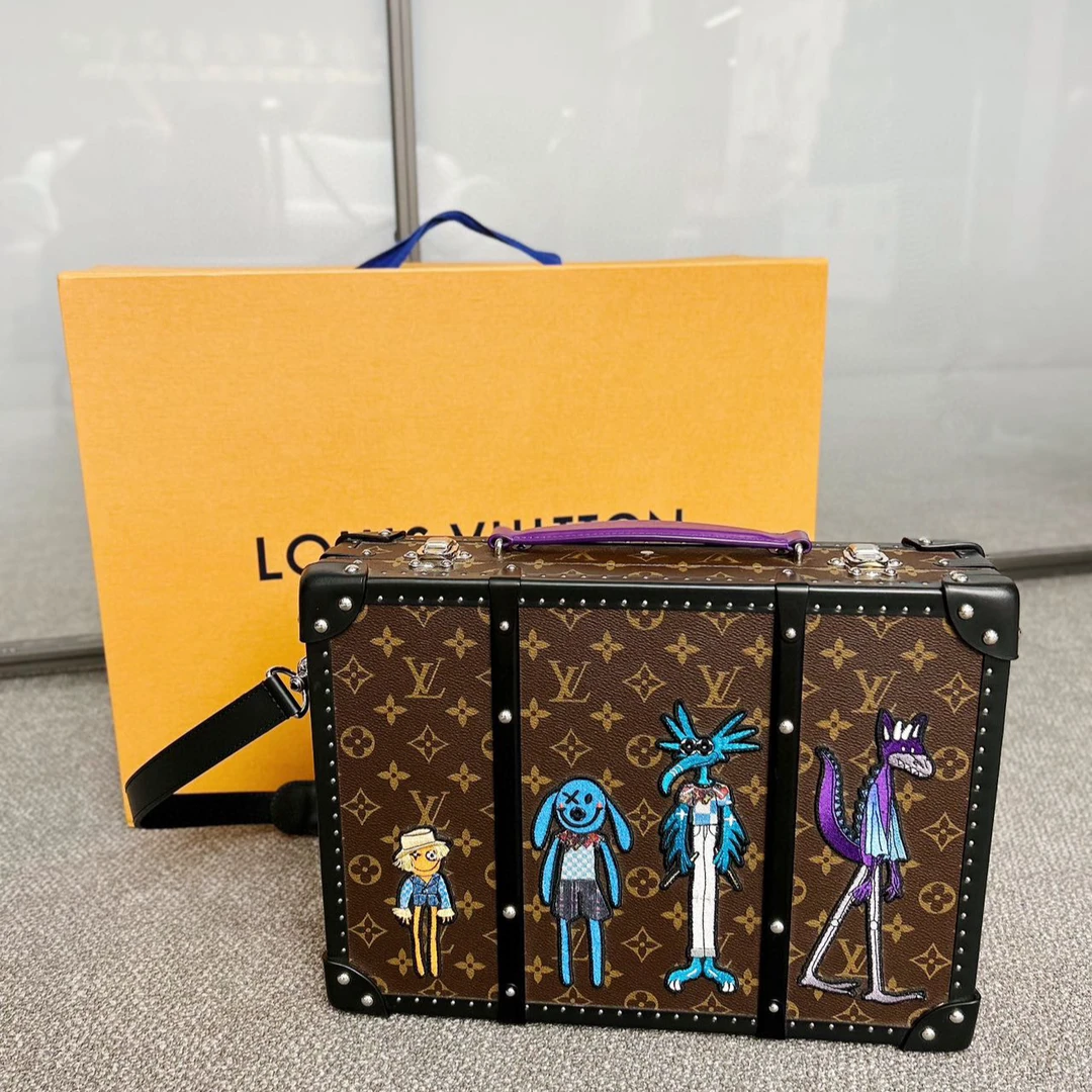 99新 LouisVuitton/路易威登 老佛爷 稻草人涂鸦手提硬箱斜跨包