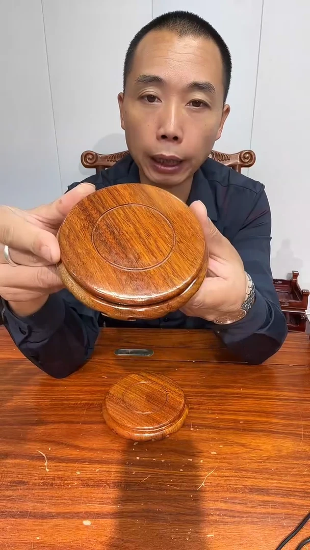 木老花圆形小盘几两个11*12*2.6