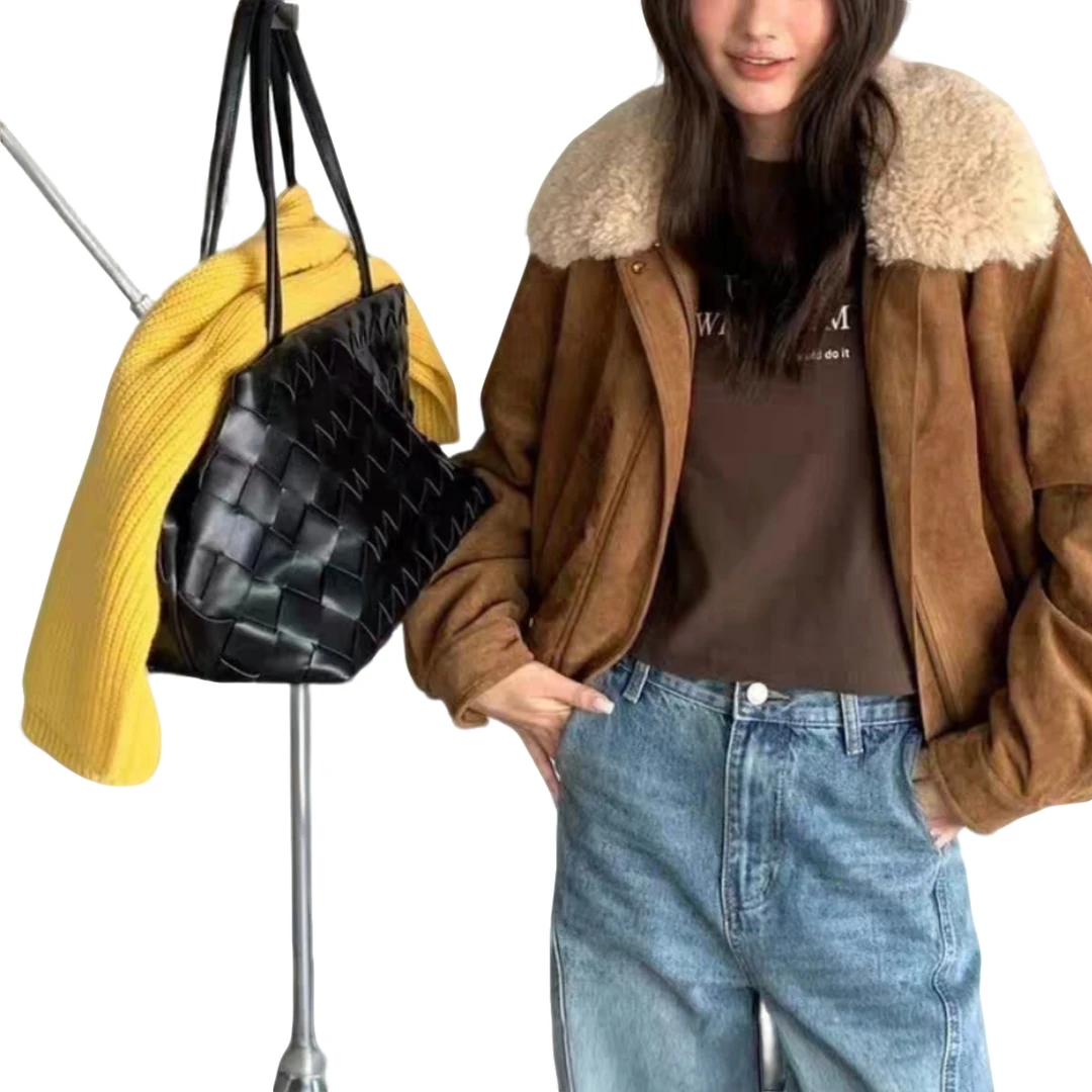 【珊珊服饰】秋冬新款毛领新国标90白鸭绒短款羽绒服