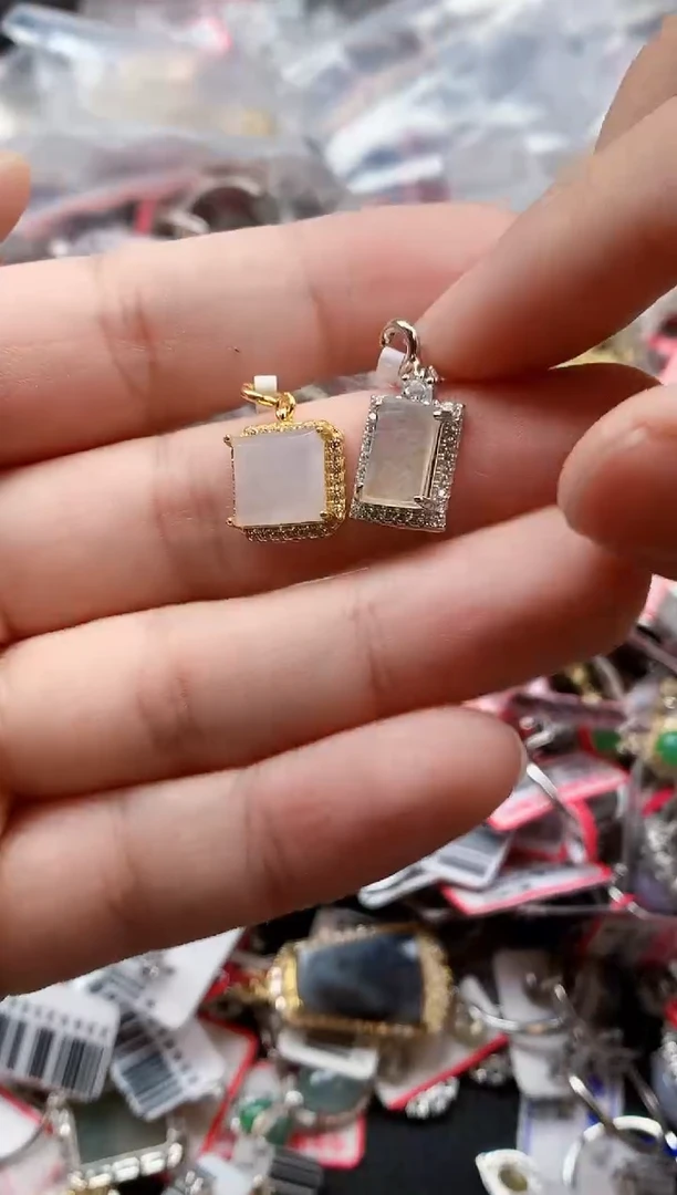 银S925镶嵌戒指翡翠天然A货缅甸翡翠