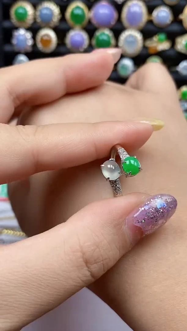 银S925镶嵌戒指翡翠859