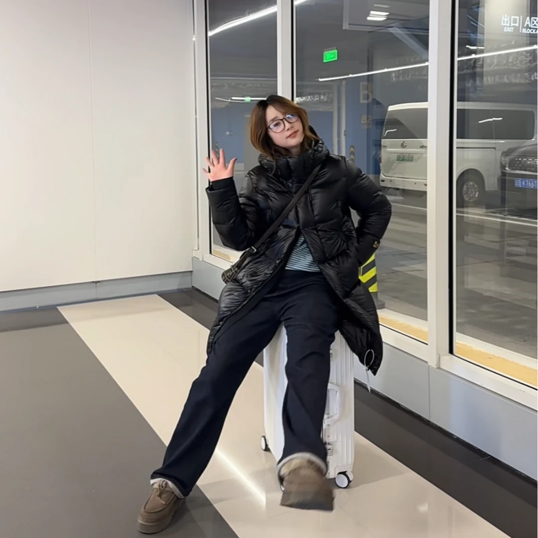 【16868】BLACK  黑金长款六格羽绒服