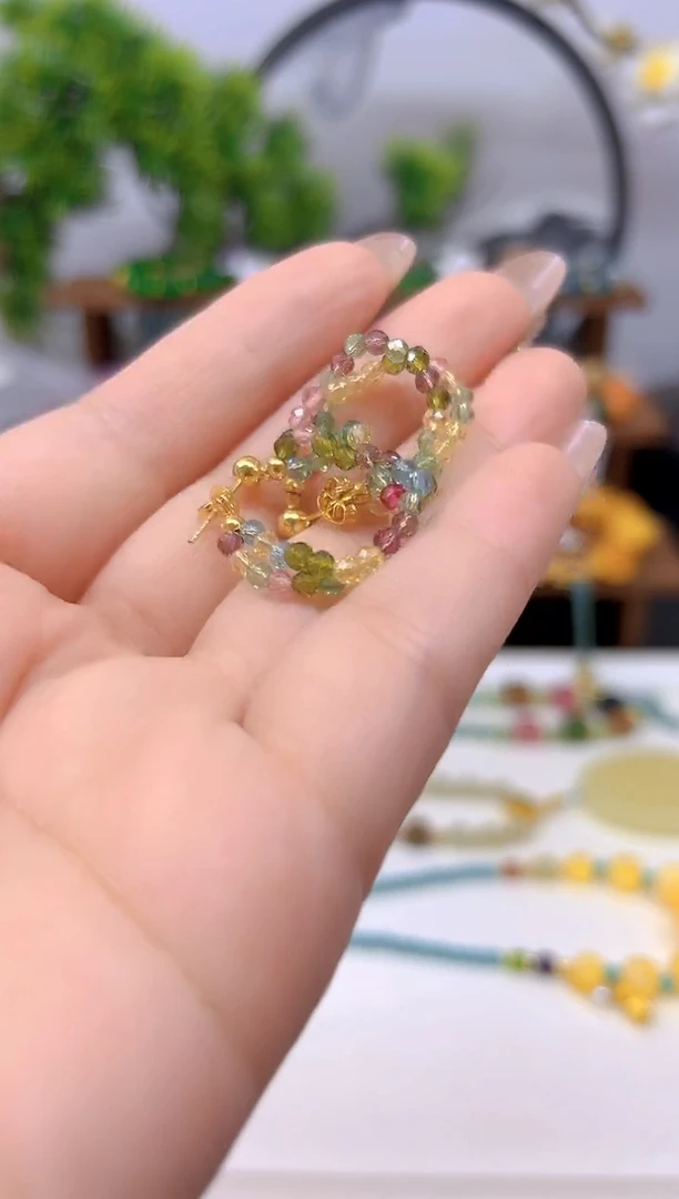 碧玺耳饰14K金镶嵌E751