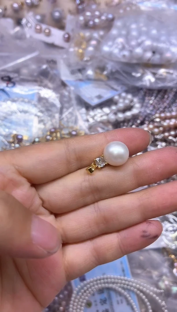 淡水珍珠合金吊坠(不含链)，非无暇