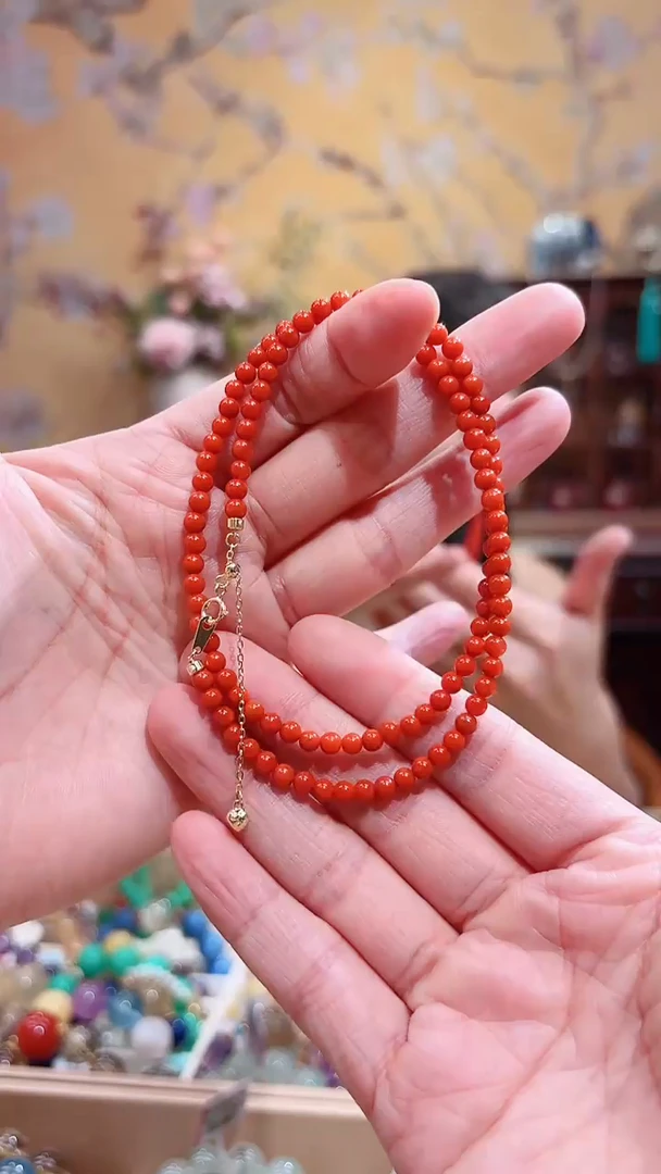 颈饰银S925镶嵌南红玛瑙设计款项链3.9