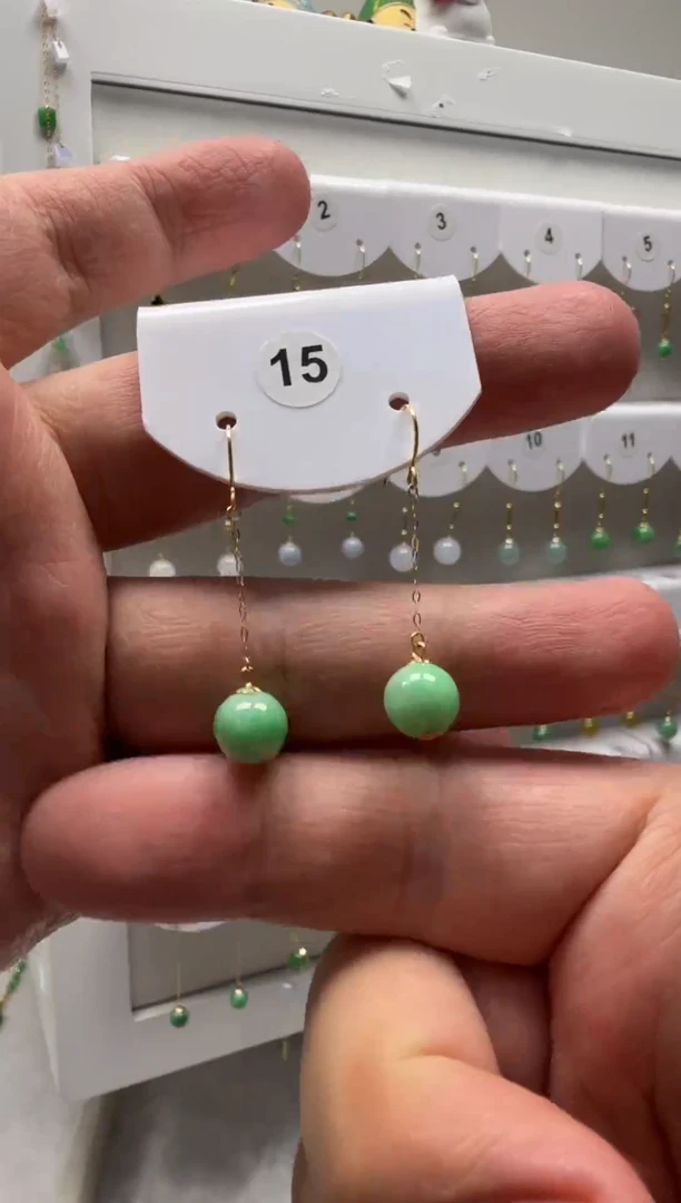 18K金镶嵌翡翠耳饰缅甸天然翡翠a货