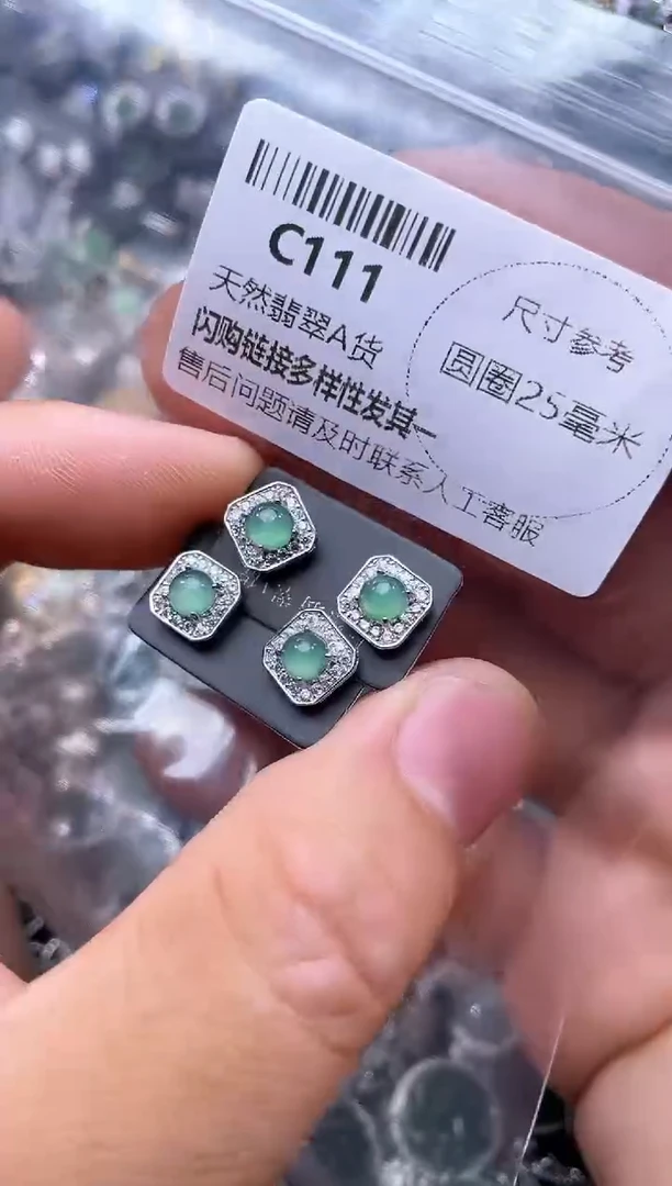 【闪购商品】翡翠颈饰未镶嵌C111耳钉 多样性发其一