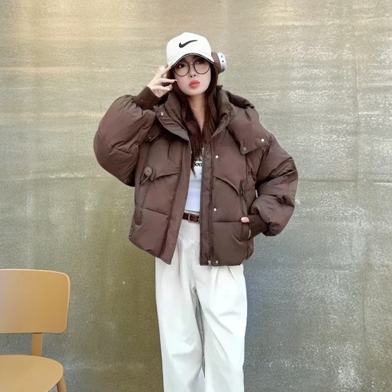 【8861】新款90鹅绒服韩版女士短款连帽加厚时尚百搭秋冬外套