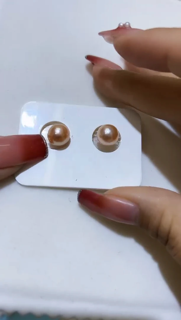 【闪购商品】淡水珍珠耳钉银S925镶嵌45淡水珍珠58