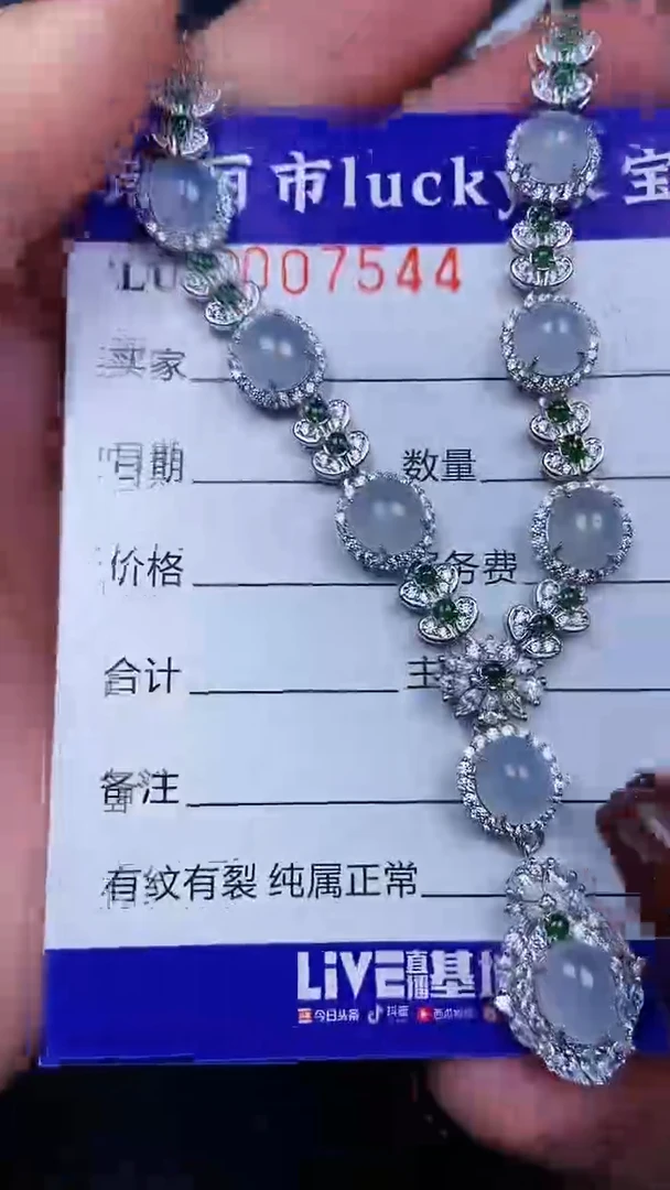 颈饰银S925镶嵌翡翠7544