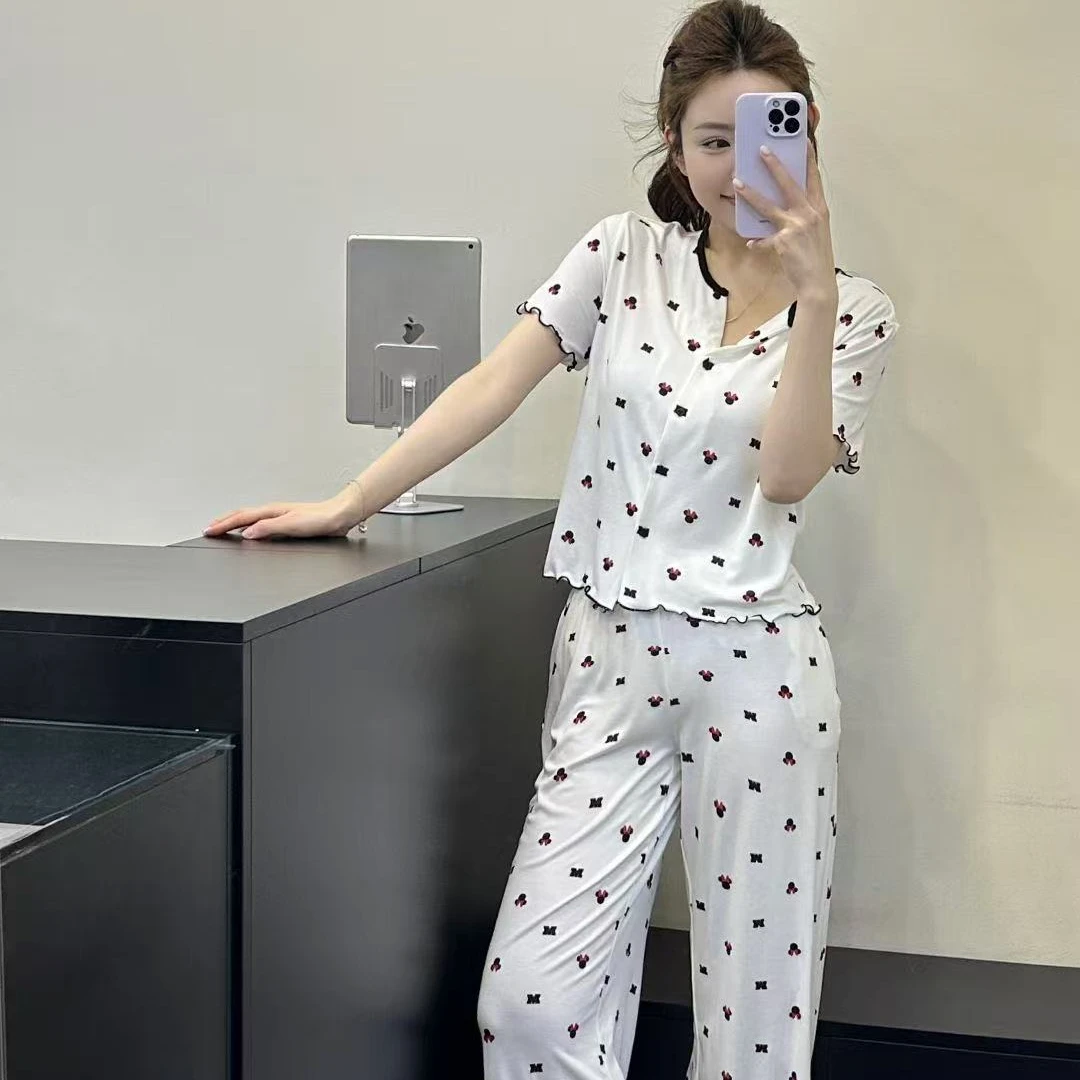 悦己【小米妮休闲短袖长裤】夏季甜美柔软亲肤透气可外穿家居服套装