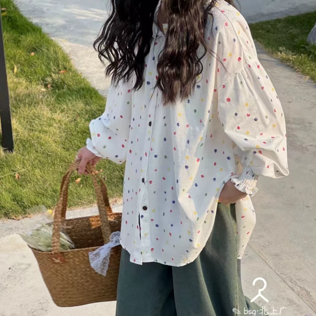BSG（88087#）长袖韩版波点上衣