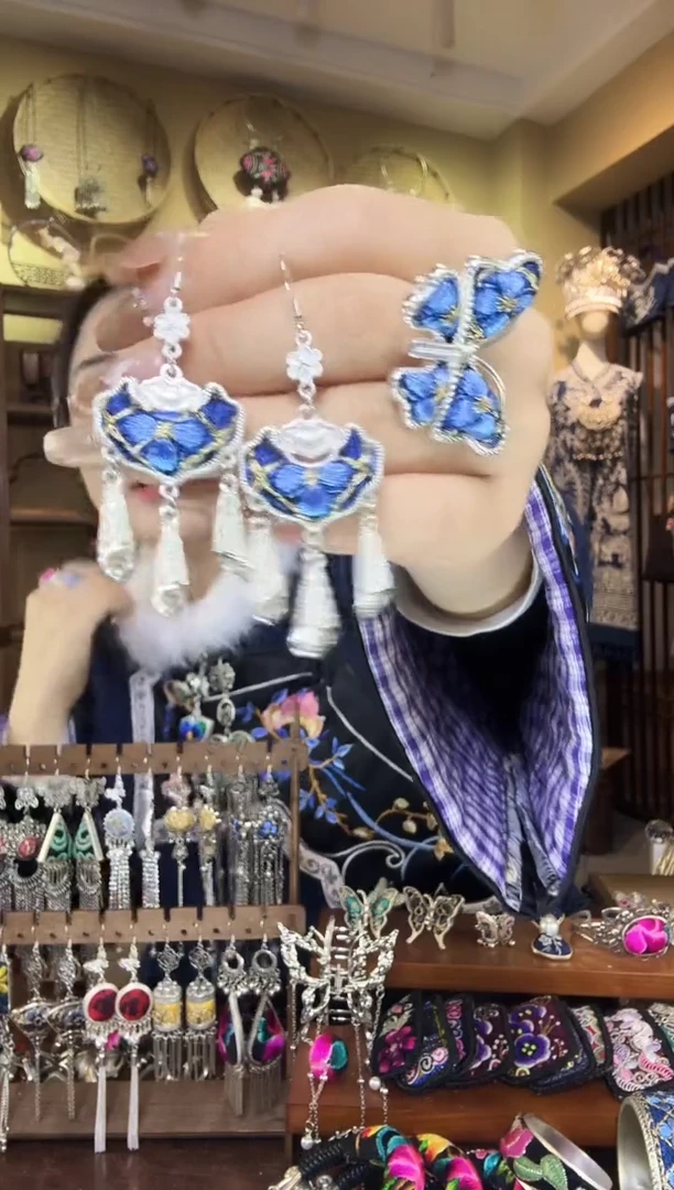 刺绣非遗刺绣民族风耳环