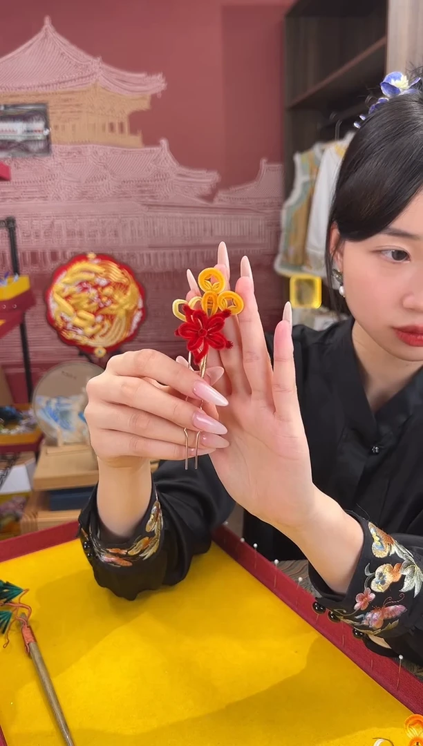 【闪购商品】刺绣非遗绒花（发饰）