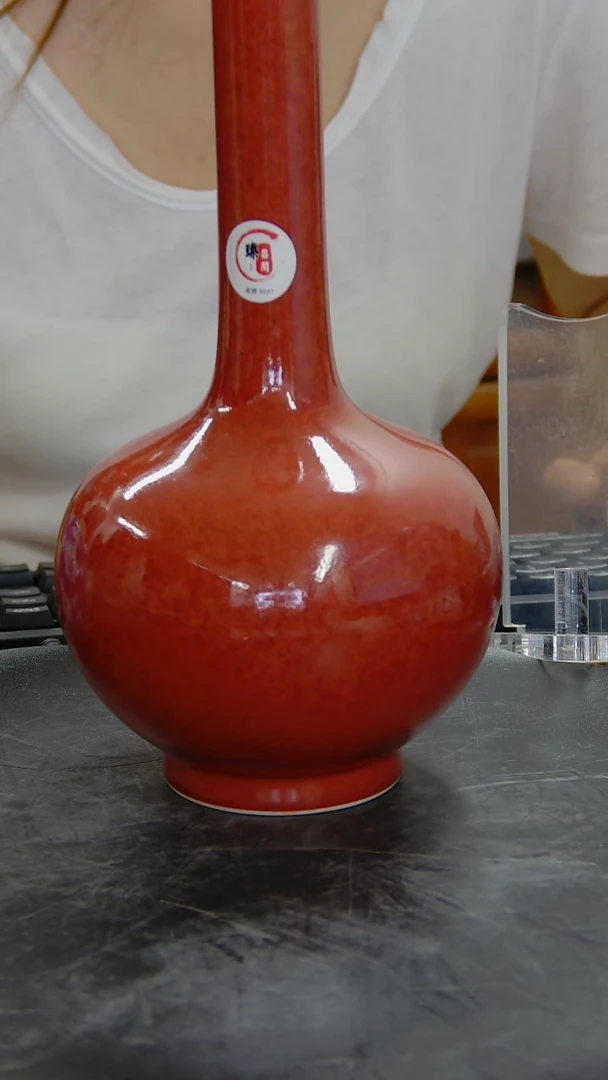瓶豇豆红釉棒槌瓶#6037#