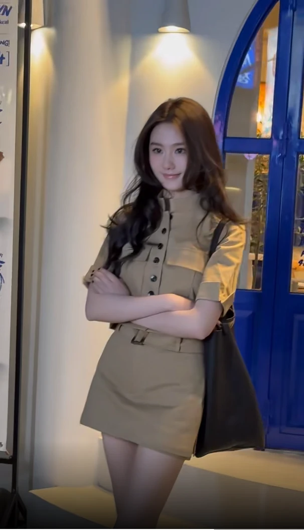 【陈都灵同款】夏季新款高级感立领短款西装外套开衩短裙半裙套装女