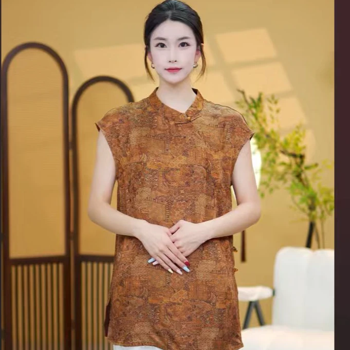 2025夏季新款香云纱新中式女装复古时尚老钱风女士上衣夏季新款女