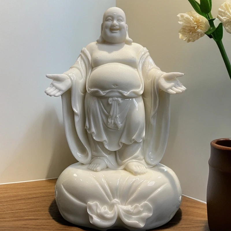 尚古石刻汉白玉福袋弥勒佛皆大欢喜整石大肚弥勒禅意会所家用摆件