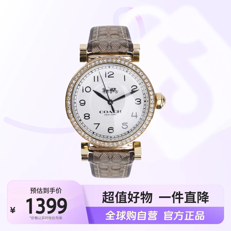 【自营】COACH/蔻驰 正品 女士 时尚 简约 手表 卡其色14503397【hy】
