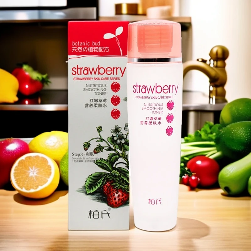 柏氏红嫩草莓营养柔肤水120ml补水学生用清爽气质水嫩植物爽肤水