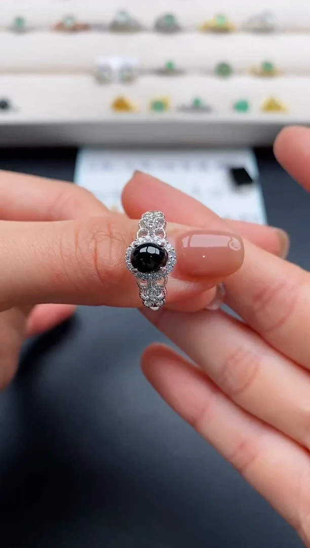 银S925镶嵌戒指翡翠33333333+3