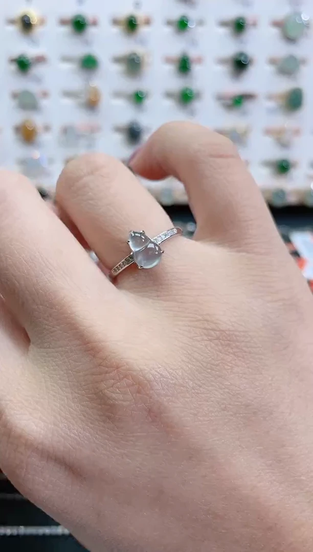 银S925镶嵌戒指翡翠天然翡翠