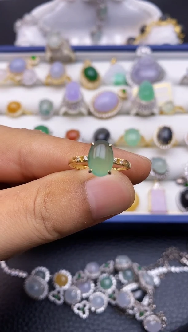 翡翠戒指银S925镶嵌2566