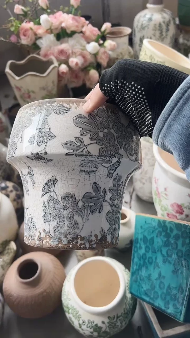 【闪购商品】陶瓷花盆高17CM内口13.5CM