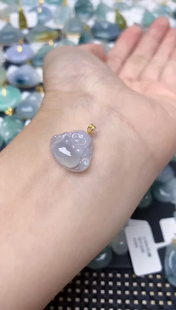 颈饰18K金镶嵌翡翠天然缅甸A货翡翠