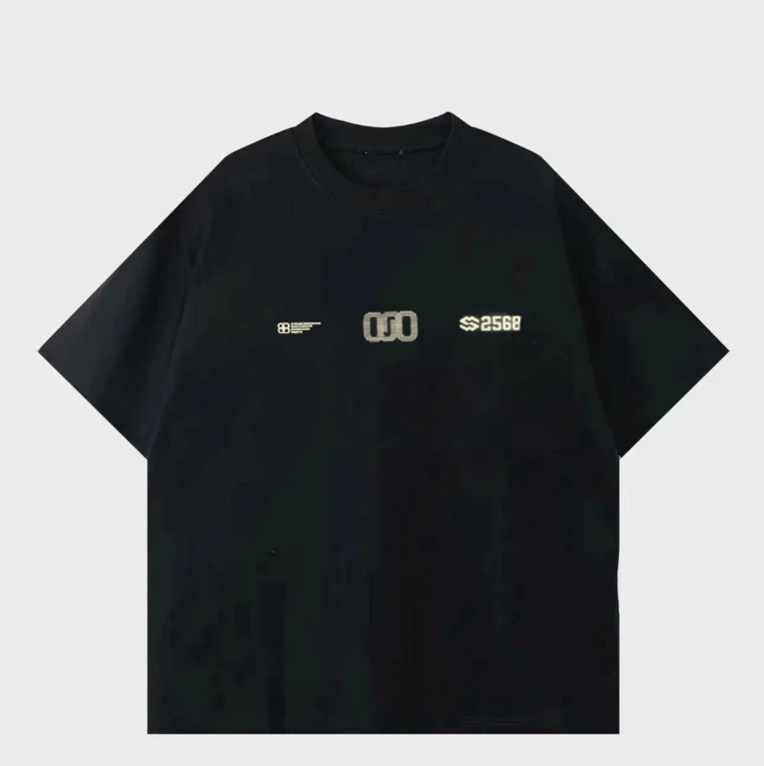 重磅百搭纯棉休闲春夏宽松圆领美式休闲T恤--丝网000