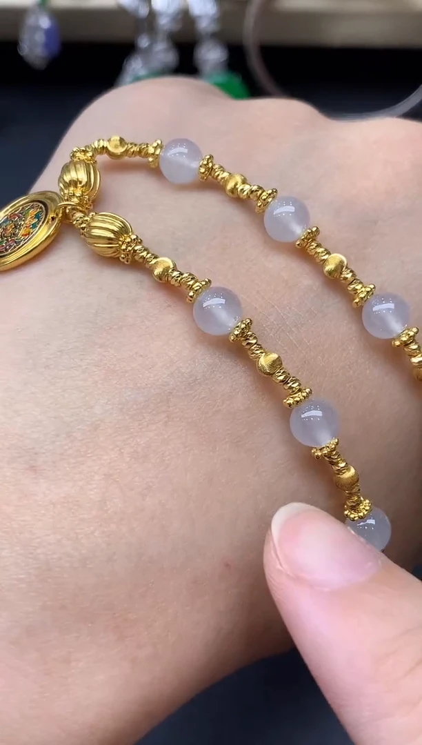 足金镶嵌手链翡翠334-中国好珍宝