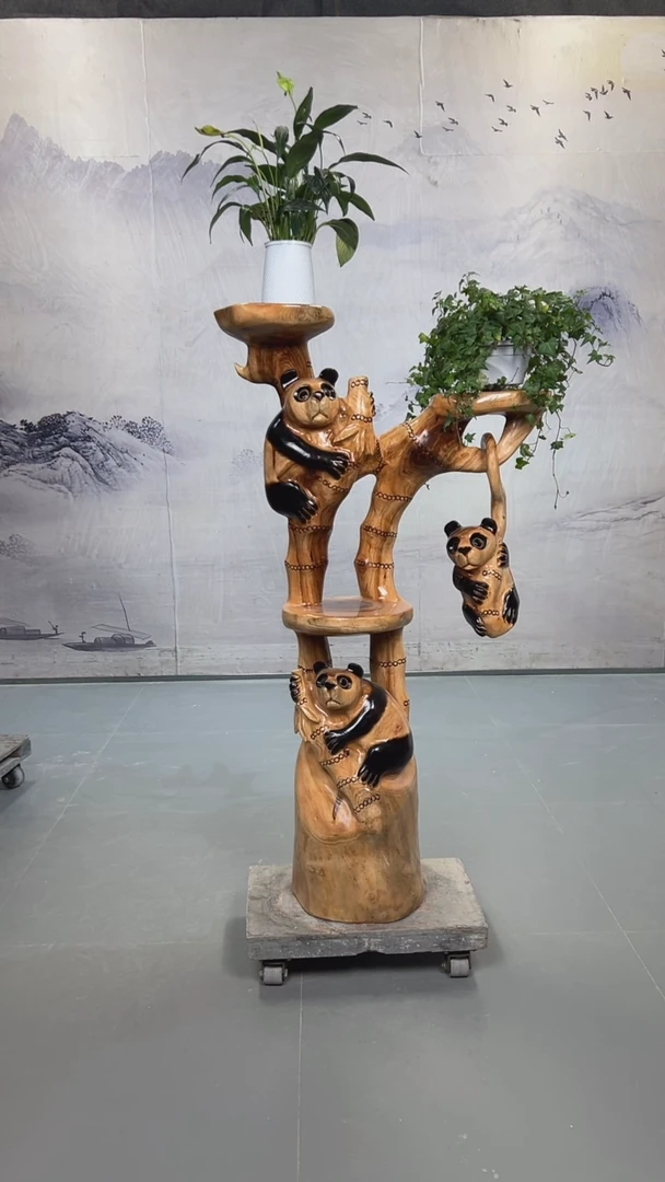【闪购商品】香樟木香樟木熊猫花架整体无拼接