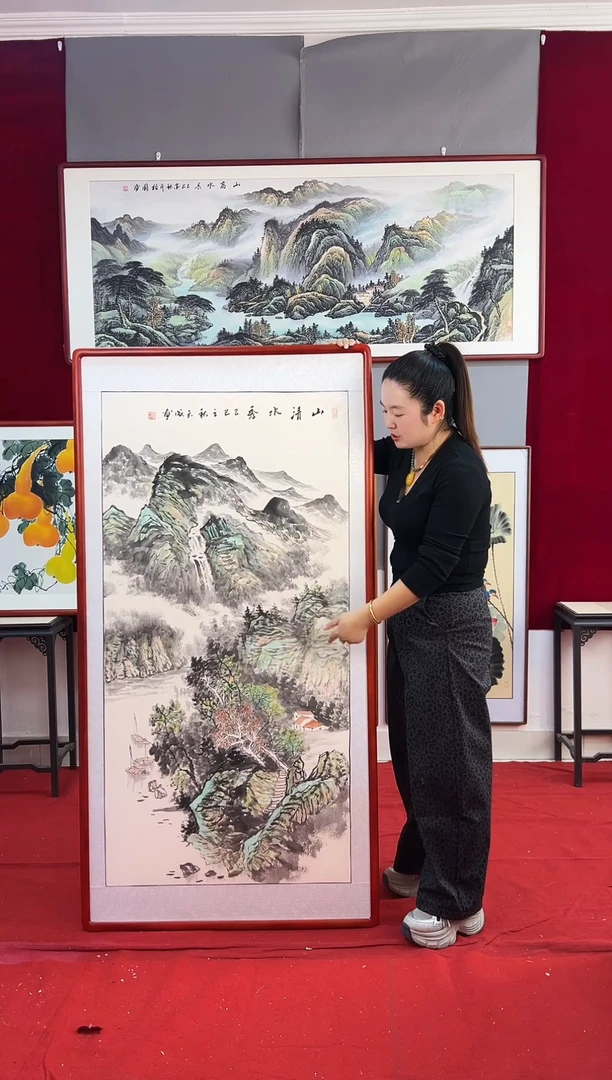 国画手绘山水163*83尺寸