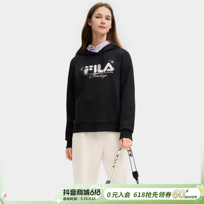 Fila/斐乐女装春季新款【精致刺绣运动休闲连帽】卫衣F11W518215F